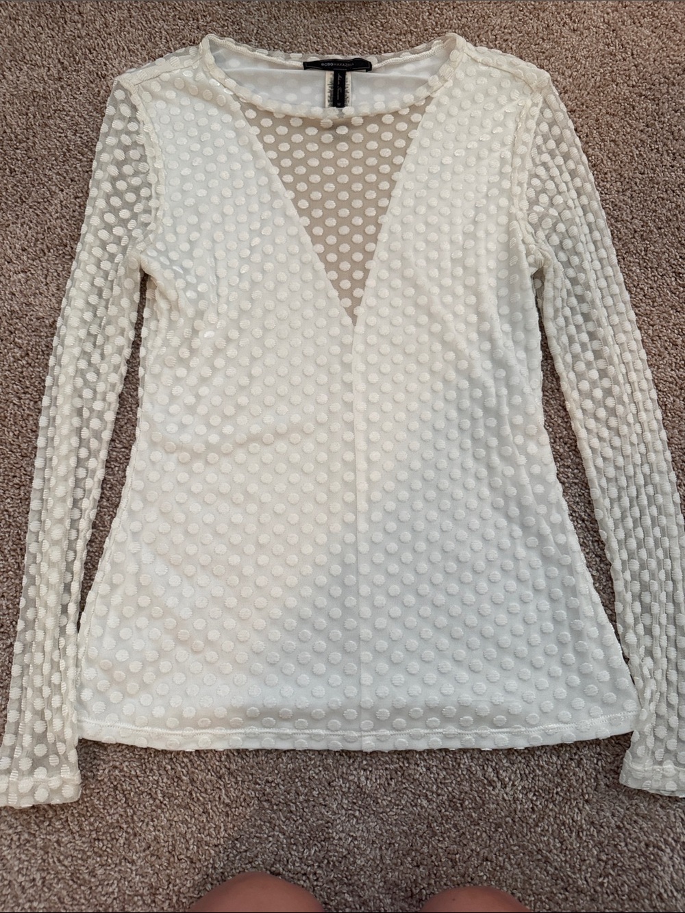 Bcbg long sleeve sheer illusion shirt